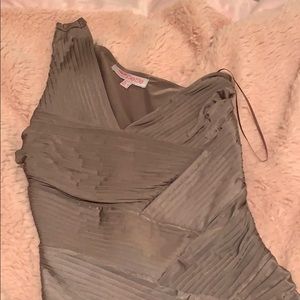 Beige mini dress, one shoulder